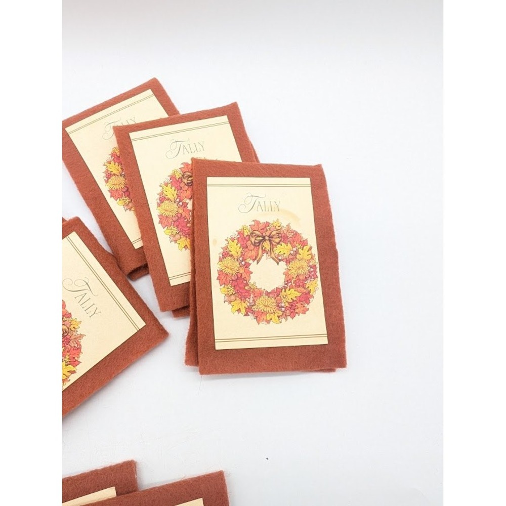 12 Set Vintage Bridge Tally Card Book Holders Autumn Wreath Fall Harvest Party - Picture 3 of 12